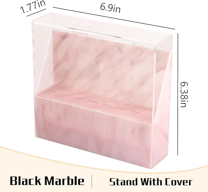 8 Holes Dust proof Tweezer Storage Rack,Acrylic Tweezer Display Stand Holder Eyelash Extension Supplies Lash Accessories Tools (Marble Pink)