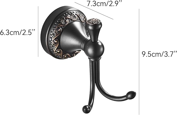 Antique Bronze Brass Bath Towel Hooks, Wall Mounted Bathroom Hardware Accessories,Pattern Carving Design