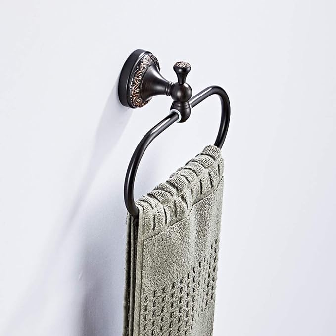 Aothpher Brass Towel Ring Oval Contemporary Bathroom Hand Towel Holder Wall Mounted,Oil Rubbed Bronze Finish