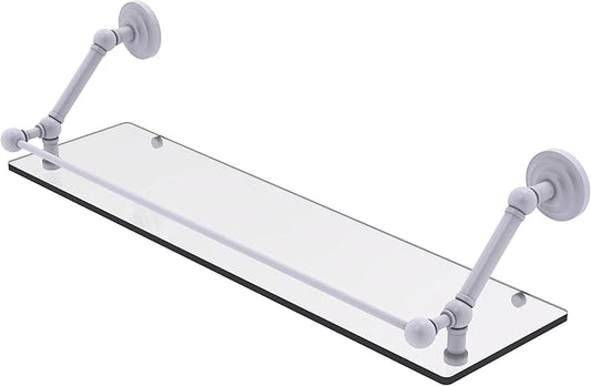 Allied Brass PQN-1-30-GAL-WHM Prestige Que New 30 Inch Floating Glass Gallery Rail Shelf, Matte White