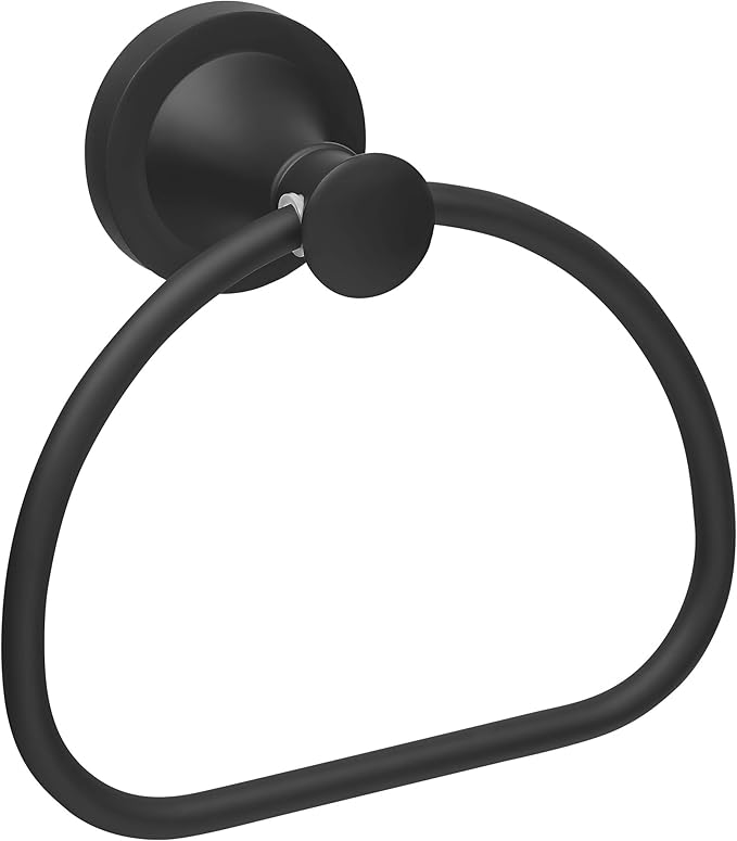 Black Bathroom Hand Towel Holder, Matte Black Towel Ring Holder, Wall Mounted Towel Rack Hanger Home Half Round Bathroom Hardware Accessory Modern