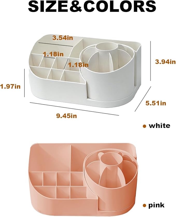 Makeup Organizer Countertop with Rotating Brush Holder for Vanity, Bathroom, Dresser Cosmetic Makeup Storage Organizer Multifunctional?€?