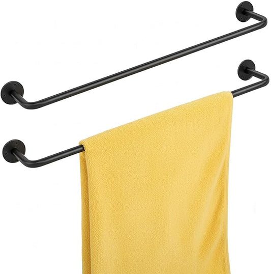 2 Packs Towel Bar 16-Inch Black Stainless Steel, Wall Mounted Bathroom Towel Rack with Mounting Screws, Rustproof