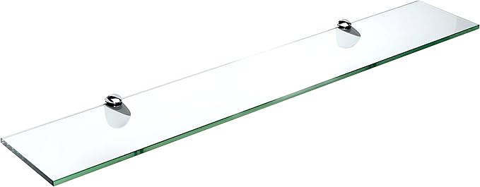 Spancraft Glass P-4.75x33-Chrome Peacock Glass Shelf, Chrome, 4.75" x 33"