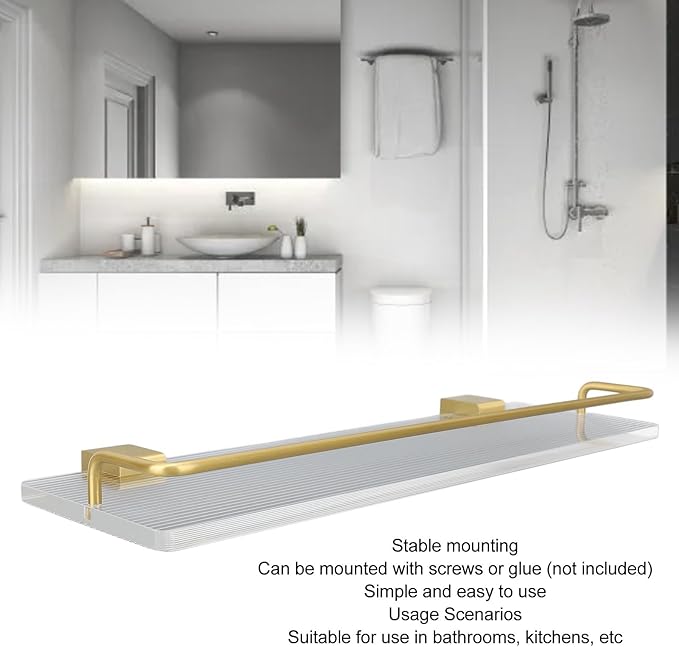 Floating Shelves for Wall Set, Modern Acrylic Bathroom Shelves, Multipurpose Storage Shelves for Bathroom, Kitchen (40cm)