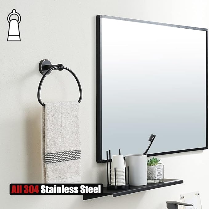 JQK Towel Ring Oil Rubbed Bronze, Stainless Steel Half Ring Towel Holder for Bathroom, 7 Inch ORB Wall Mount, TR160-ORB