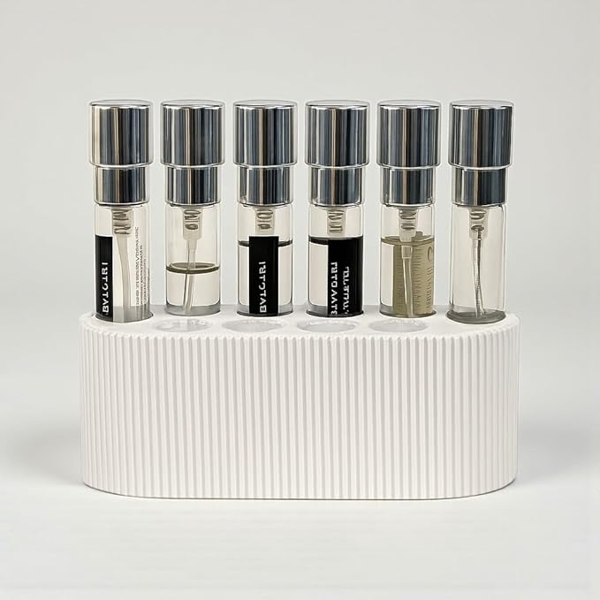 Perfume Sample Organizer for Bathroom or Vanity ?€? Ideal Makeup and Skincare Storage, Desk and Bathroom Counter Organizer, Gift for Her ((PURE WHITE) Fits 8mL Atomizers (Travel Size))