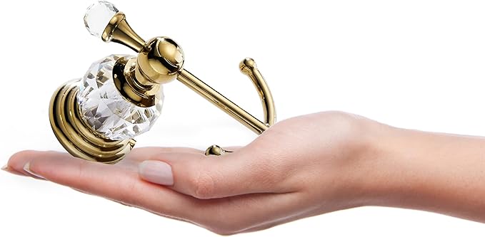 WINCASE Crystal Towel Hook, Gold Robe Hooks, Bathroom Hand Towel Wall Hanger for Clothes Closet Wall Mounted Kitchen