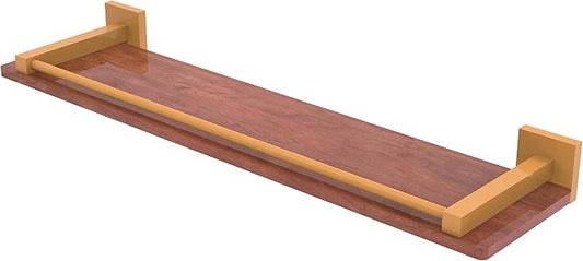 Allied Brass MT-1-22-GAL-IRW-GLY Montero Collection 22 Inch Solid IPE Ironwood Shelf with Gallery Rail, Golden Yellow