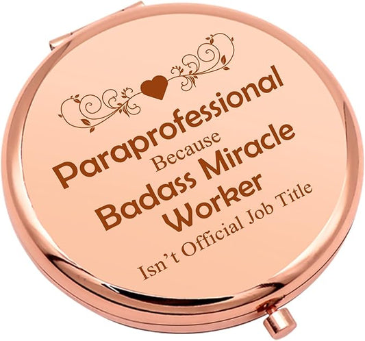 Paraprofessional Gifts Teacher Appreciation Gift Compact Makeup Mirror Paraeducator Gifts Teacher's Aide Gift para Teacher Thank You Presents Graduation Presents for Her Folding Makeup Mirror
