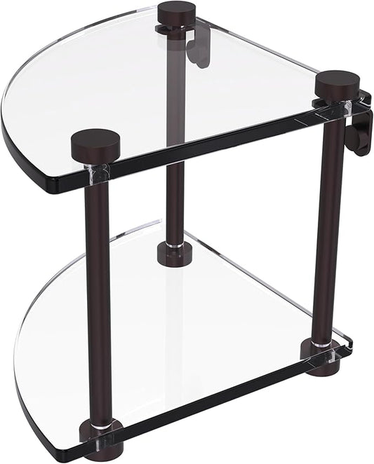 Allied Brass NS-3-ABZ Two Tier Corner Glass Shelf, Antique Bronze