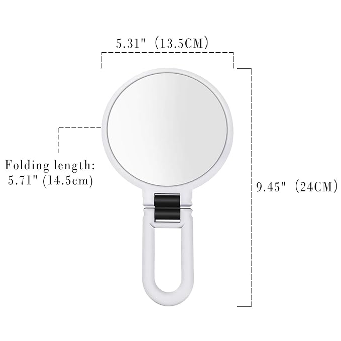 Vtrem 15X 1X Magnifying Makeup Mirror Double Sided Handheld Mirror with Magnification Portable Folding Vanity Mirror with Stand for Home Travel, White