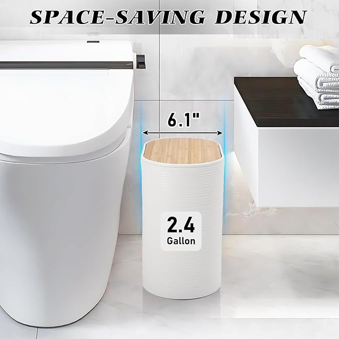 XLHOMO White Bathroom Set, White Bathroom Accessories Set with Trash Can, 2PCS Soap Dispensers, Soap Dish, Toothbrush Holder, Toothbrush Cup,Toilet Brush, Tray and Qtip Holders for Bathroom Decor