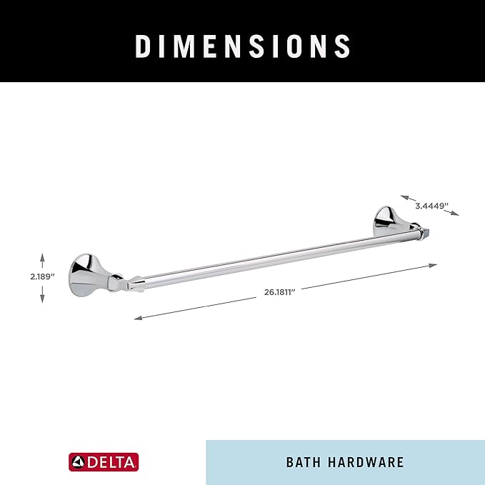 Delta Ashlyn (1-Pack) 24'' Towel Rack for Bathroom Polished Chrome Towel Bar for Bathroom Wall Towel Holder Rod Wall Mounted 76424