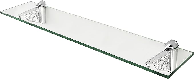 khtumeware 24 Inches Glass Shelves for Bathroom, Polished Chrome Floating Glass Shelf Zinc Tempered Glass Bathroom Shelves for Wall Mount Modern