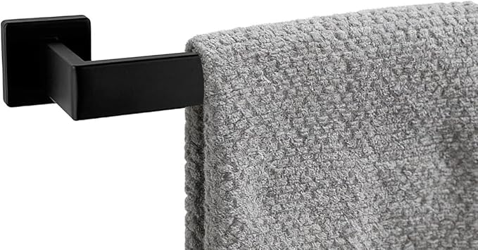 32 Inch Bathroom Towel Bar SUS304 Stainless Steel Matte Black Towel Holder Wall Mounted Heavy Duty Towel Rack Bathroom Towel Rod Modern Square Base Design (1, Matte Black, 32 Inch)