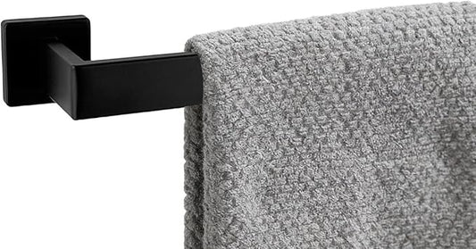 28 Inch Bathroom Towel Bar SUS304 Stainless Steel Matte Black Towel Holder Wall Mounted Heavy Duty Towel Rack Bathroom Towel Rod Modern Square Base Design(1, Matte Black, 28 Inch)