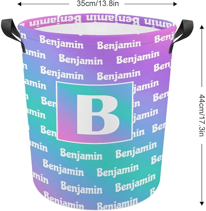 ZOE DAVISON Custom Initial Name Laundry Baskets,Personalized Name Gifts,Colorful Laundry Hamper for Kids Baby Adults,Collapsible Clothes Storage Organizer,16.5 x 13.8in