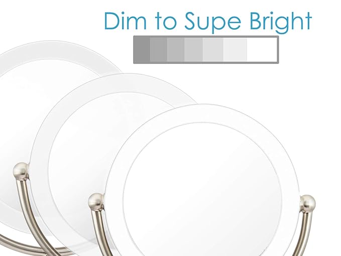 UCCI LED Wall Mount Makeup Mirror with Light – 1X/10X Magnification Double-Sided Vanity Mirror, Dimmable Lighting, 360° Swivel, Extendable Arm Bathroom Mirror, Satin Nickel, AC Powered 8.6”