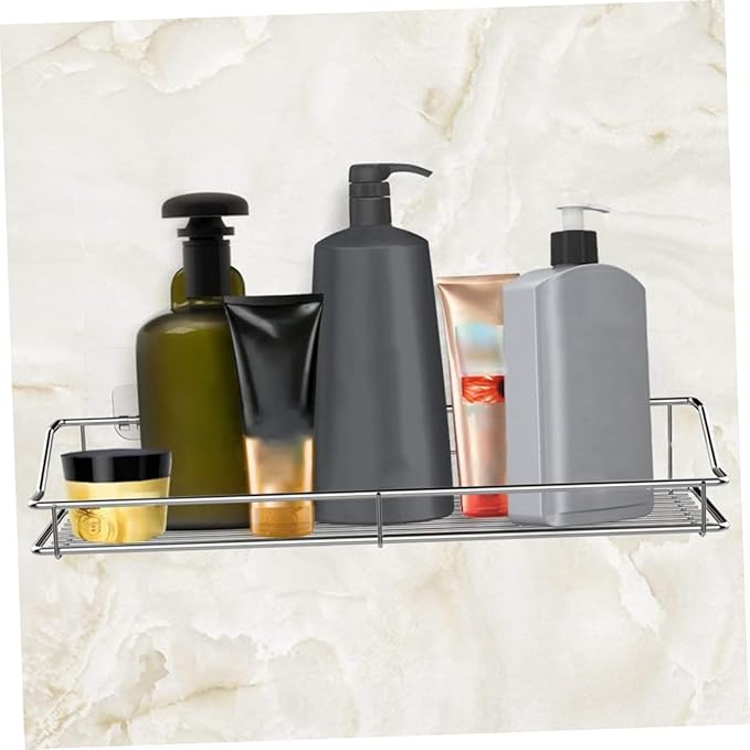 Punch Storage Rack Double Stainless Steel Organizing Shelf for Bathroom Kitchen Easy to Clean Convenient Wall Mounted Storage