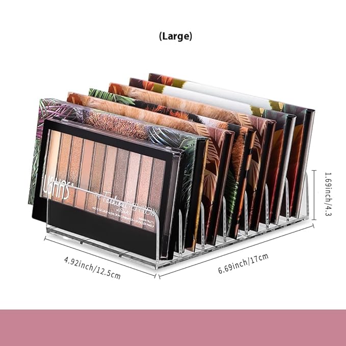 2 Pack Acrylic Eyeshadow Makeup Palette Organizer: Makeup Organizer for Drawer - 7-Section Cosmetic Display Case for Bathroom Vanity Countertop - Clear Cosmetic Organizer Storage Accessories