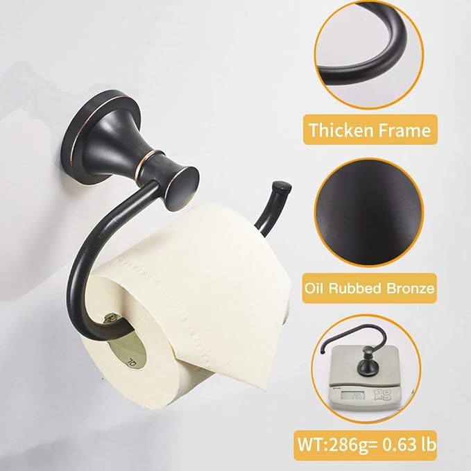 BESy Oil Rubbed Bronze Toilet Tissue Paper Holder Oil Rubbed Bronze Bathroom Accessories Toilet roll Paper Hanger, Wall Mounted, Rustproof