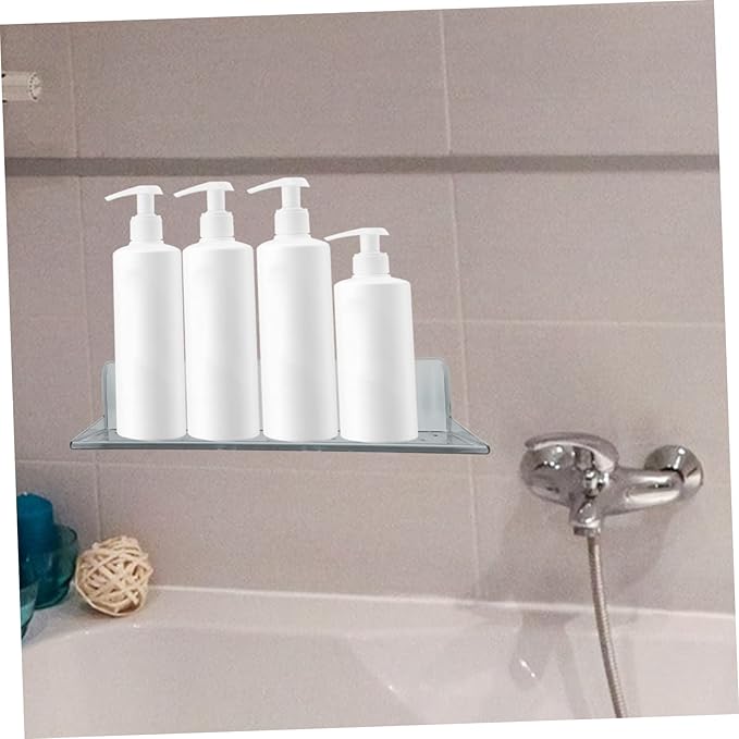 Floating Bathroom Shelves Wall Mounted 2-Piece Set Waterproof Grey Storage Rack for Toiletries Punch-Free Installation for Small Spaces Bathroom and Bedroom Use