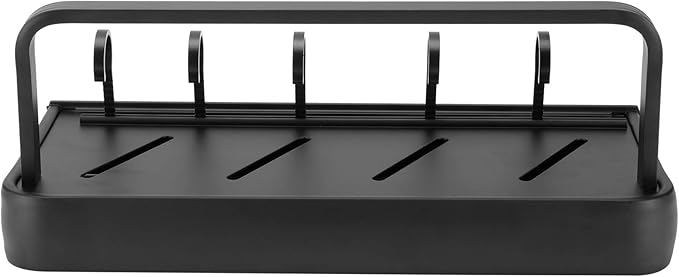 30cm Bathroom Shelf, Wall Mounted Storage Rack, Aluminum Material, with Heightened Fence Design, Ideal for Home Bathrooms (Single Layer with Rod with 5 Hooks)