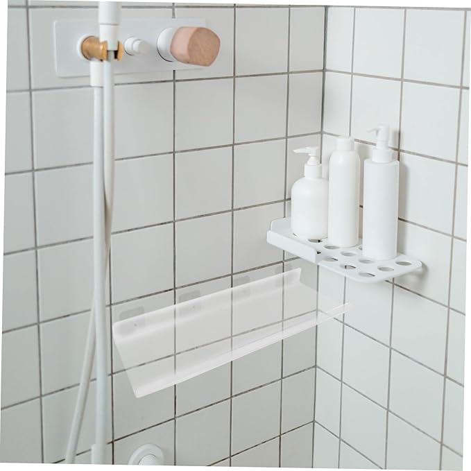 Hemobllo Acrylic Floating Shelf for Bathroom Storage Clear Wall Mounted Rack Design Easy to Install for Organizing Toiletries and Kitchen Gadgets