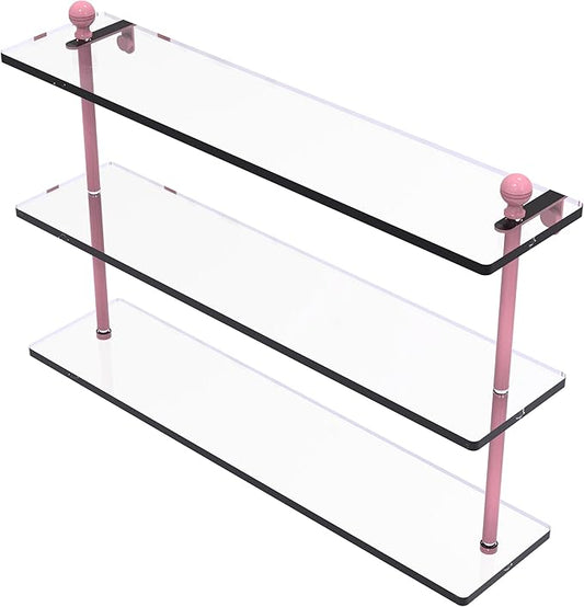 Allied Brass MA-5/22-PNK Mambo Collection 22 Inch Triple Tiered Glass Shelf, Pink