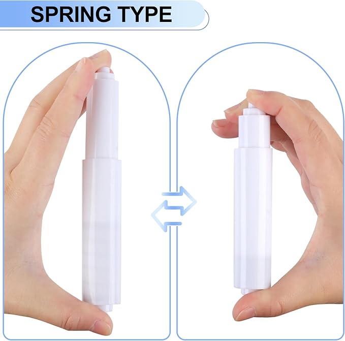 Rindion 4 Pack Toilet Paper Holder Spring Rod, White Toilet Paper Roller Replacement, Plastic Toilet Paper Holder Replacement Rod