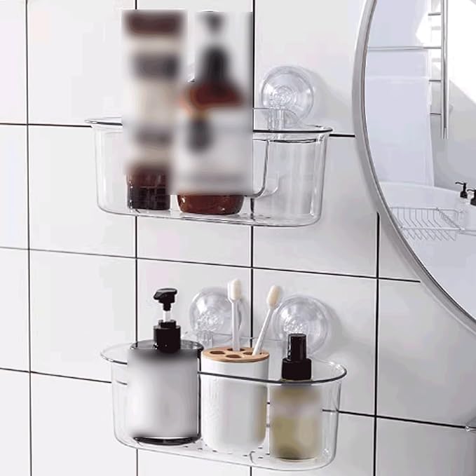 Removable Wall-Mounted Bathroom Shelves Suction Cup Bathroom Shelves Plastic Bathroom Shelves No Punching Bathroom Shelves Large Capacity