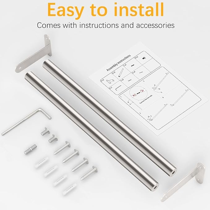 MKO Towel Rod for Bathroom, 16 Inch Heavy Duty Bath Hand Towel Holder Rod, Single Towel Bar Wall Mounted, Brushed Nickel