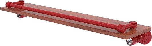 Allied Brass CC-1-22-GAL-IRW-FER Carolina Crystal Collection 22 Inch Wood Shelf with Gallery Rail, Fire Engine Red