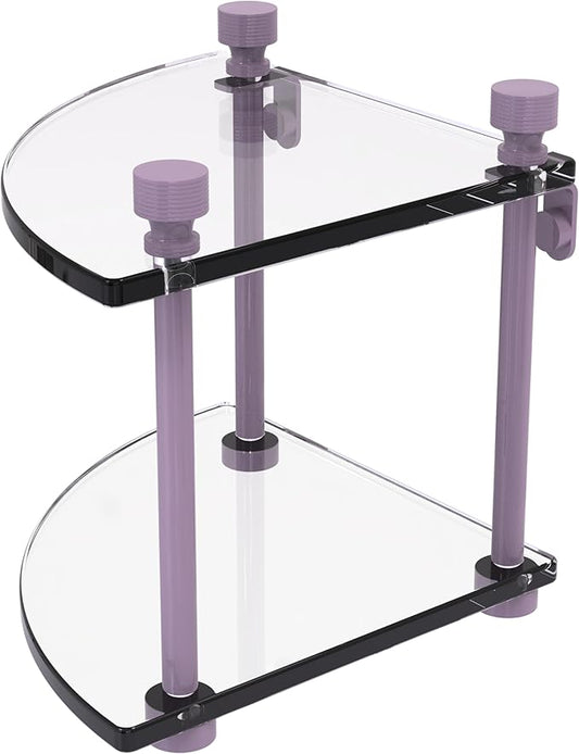 Allied Brass FT-3-LVN Foxtrot Collection Two Tier Corner Glass Shelf, Lavender