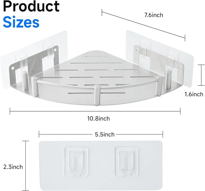 Shower Caddy Corner(1 Pack), 304 Stainless Steel,Integrated molding, High Weight Capacity,Wall mounted Bathroom Shelves with nail free adhesive, Suit for storage racks in bathrooms,Kitchens