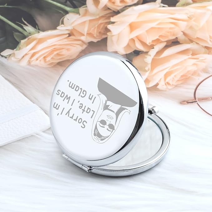 Zuo Bao Inspired Gift Housewife Makeup Mirror Sorry I'm Late I was in Compact Mirror Gift for Mother Girlfriend （Sorry I'm Late）