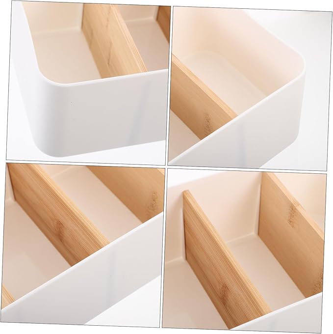 Multi-grid Storage Box Sturdy Bamboo Storage Container Desktop Organizer