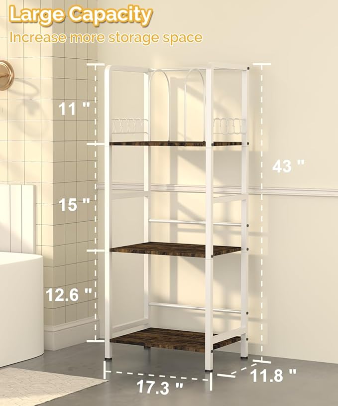Mondazie Free Standing Towel Racks for Bathroom with U-Shaped Detachable Dividers, 3-Tier Floor Towels Holder Stand with Shelf & 8 S-Hooks, Metal Pool Towel Storage Organizer for Home, Poolside, White