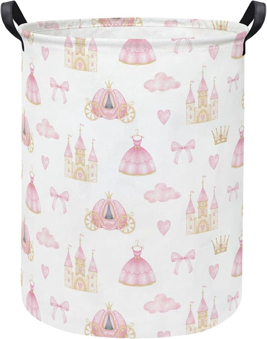 Baby Laundry Hamper kids laundry Basket Waterproof Storage Bin for Bedroom Toy Clothes Organizer Basket Woodland Animals Room Décor(Princess Castle)