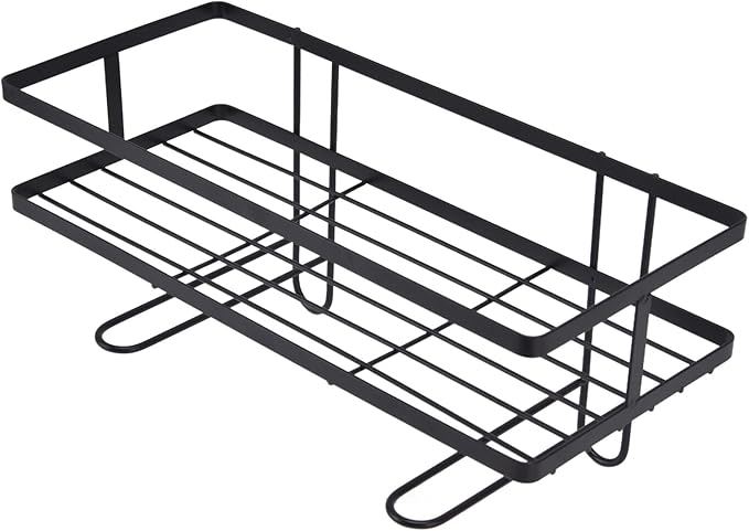 YWBL-WH Bathroom Toilet Shelf, Iron Craft Space Saver with Hooks, Easy Installation for Storing Toiletries and Accessories in Small Spaces (Black)