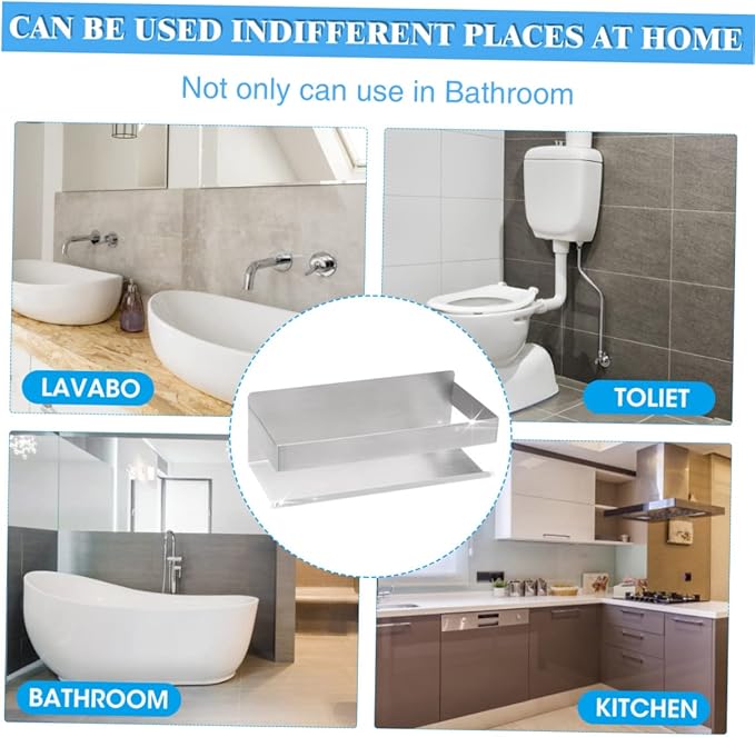 Garneck Toilet Shelf Easy to Clean Metal Wall Rack Kitchen Storage Rack Bathroom Decor