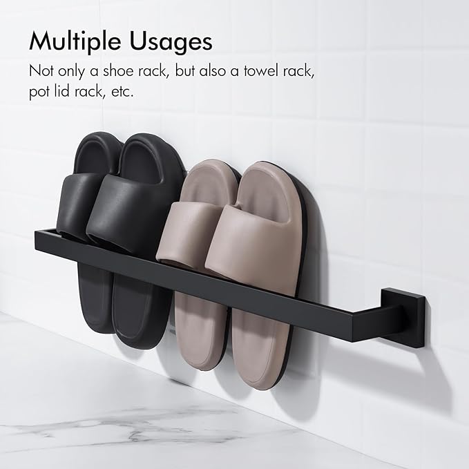 BANOLUX Towel Rack, 32-Inch Single Towel Bars for Bathroom, Towel Racks for Bathroom Wall Mounted SUS304 Stainless Steel Hand Towel Holder Heavy Duty, Matte Black Towel Bar 2 Pack, A7-TB-MB-32IN-2PACK