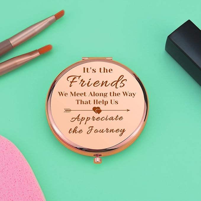 Friends Gifts for Girls Rose Gold Compact Mirror for Best Friends Sister Bestie Friendship Gifts for Women Graduation Present for Her Folding Makeup Mirror Christmas Birthday Present