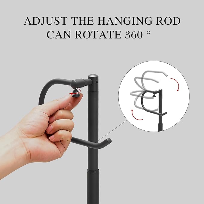 Hand Towel Holder Stand for Bathroom Countertop, Standing Towel Rack with Non-Slip Base, Stainless Steel Adjustable Towel Bar 16.5-26 Inch for Kitchen Vanity (Matte Black)