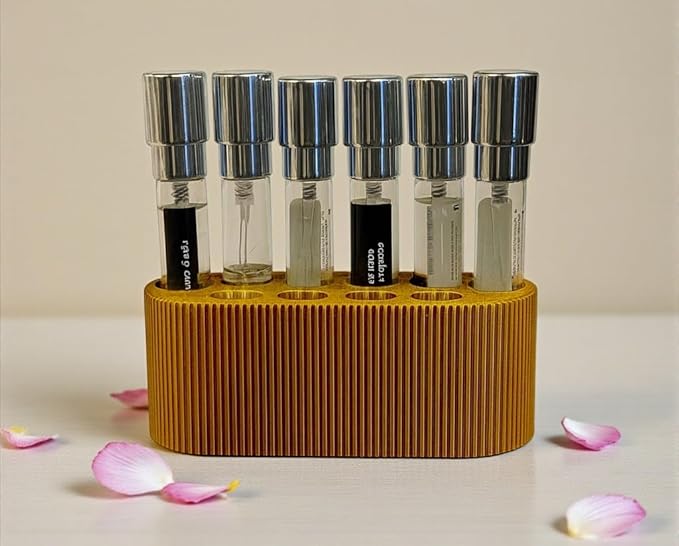 Perfume Sample Organizer for Bathroom or Vanity ?€? Ideal Makeup and Skincare Storage, Desk and Bathroom Counter Organizer, Gift for Her ((GOLD) Fits 8mL Atomizers (Travel Size))