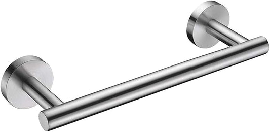 Nolimas 9 Inch Silver Bath Hand Towel Bar SUS 304 Stainless Steel Towel Rod Rack Holder Round Wall Mounted Suit for Kitchen,Bathroom,Living Room&Toilet,Anti Rust Brushed Nickel
