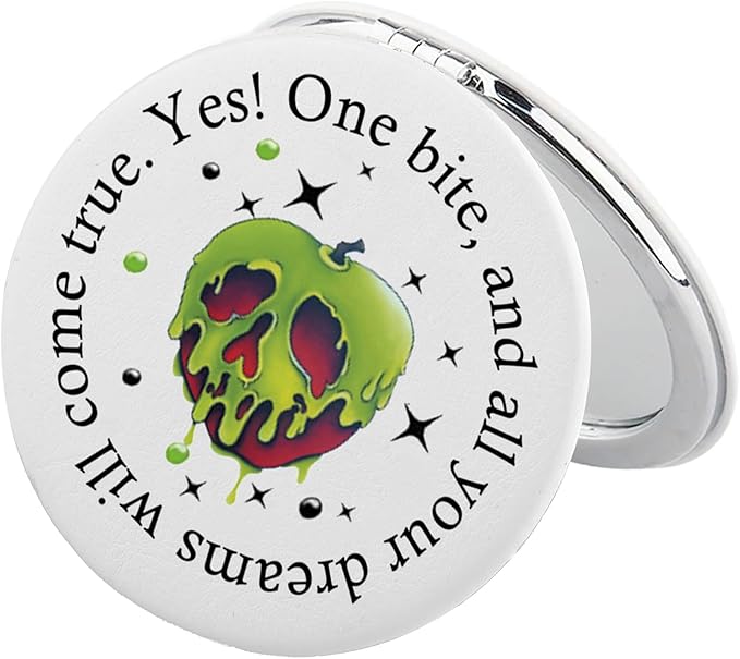 BEKECH Villains Poison Compact Mirror Snow W Poison Makeup Mirror Evil Witch Cosplay Mirror Gift