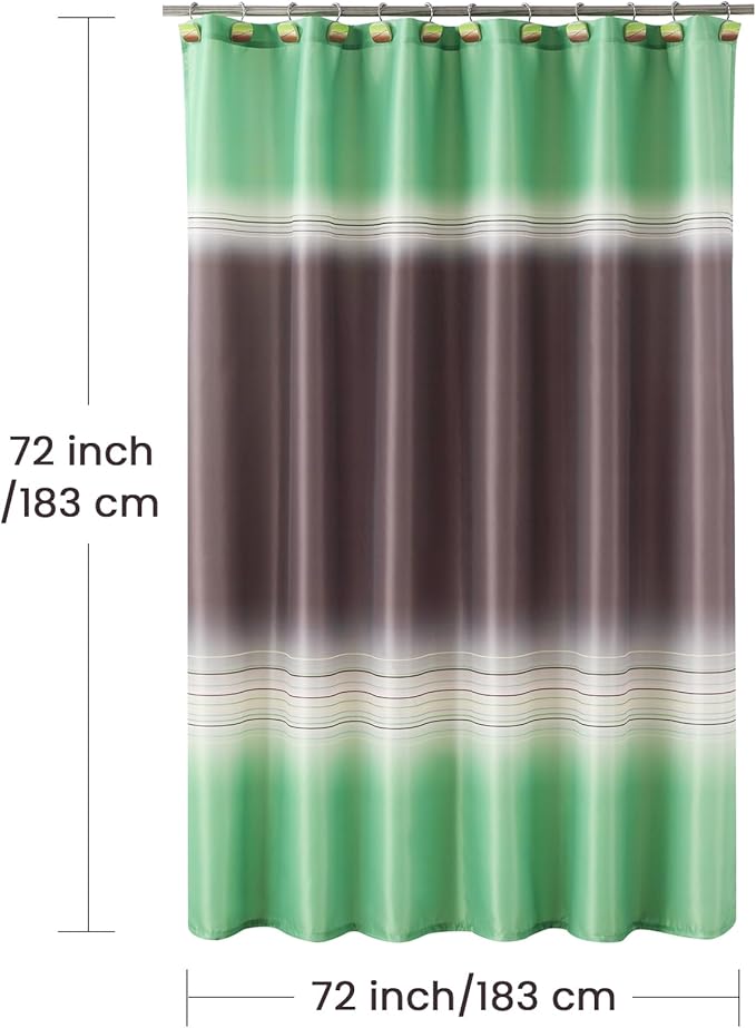 Fabric Shower Curtain, Green and Brown Shower Curtains for Bathroom, Waterproof Bathroom Curtains, 72" W x 72" H
