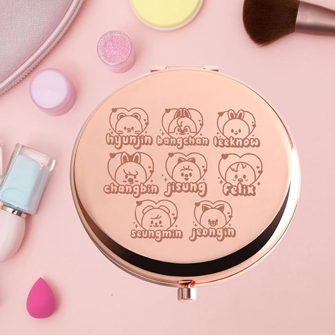KEYCHIN Korean Pocket Mirror Korean Band Fans Gifts Korean Group Members Compact Makeup Mirror(Korean Hyunjin)